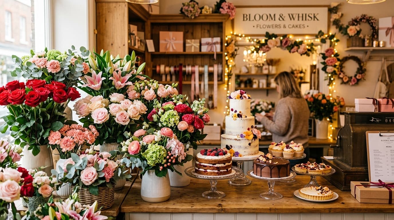 Boutique floral arrangements and freshly baked cakes catalog