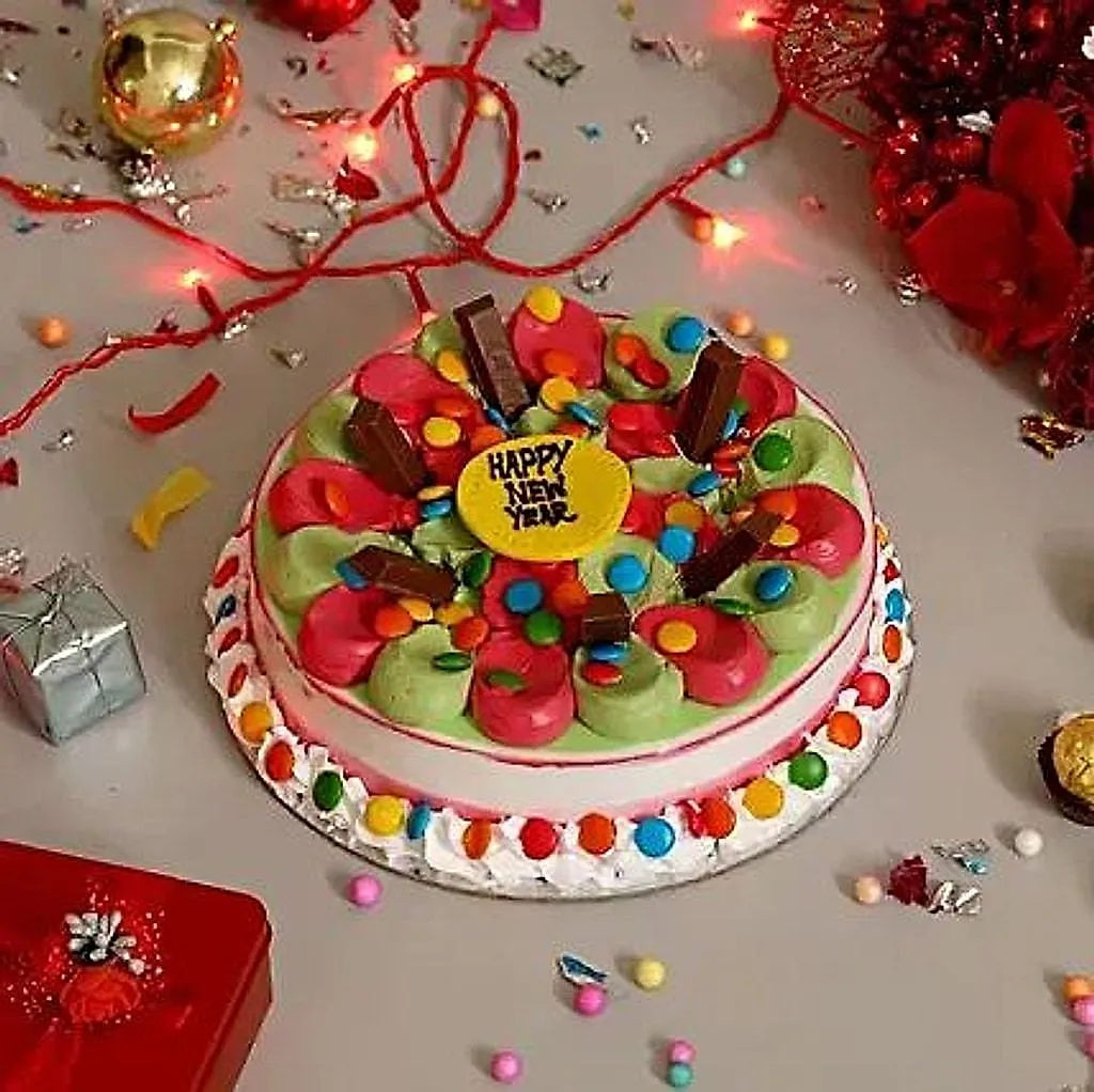 Colourful New Year Chocolate Cake